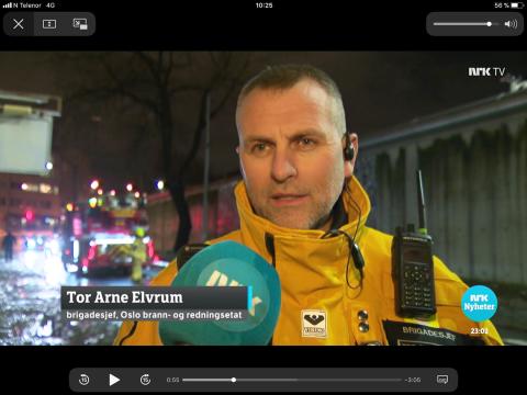 Masterstudent Tor Arne Elvrum er nå assisterende stabsleder i Oslo Brann og Redningsetat foto privat skjermdump
