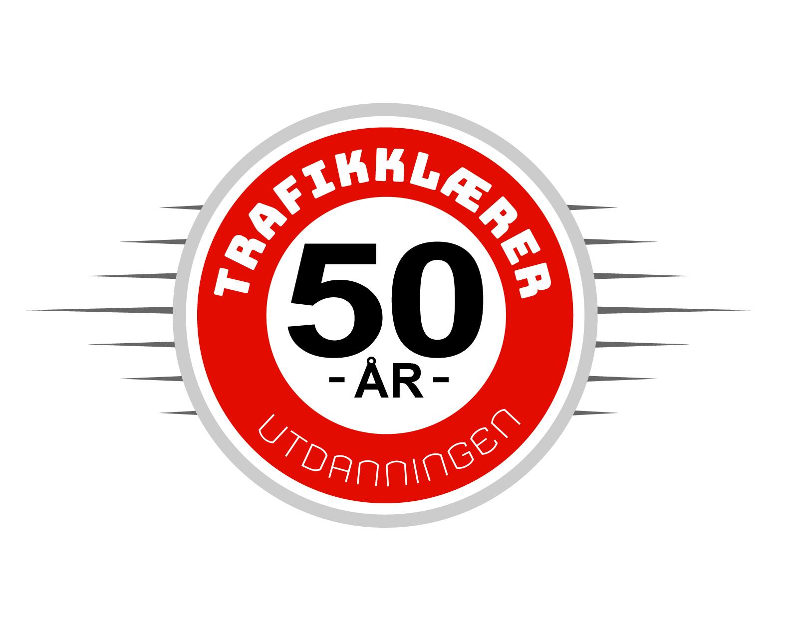 Logo for trafikklærerutdanningen som feirer 50 år.